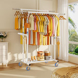 YGleeao Heavy Duty Clothes Rack for Hanging Clothing: 800LBS Rolling Coat Racks Poartable Garment with Wheels Shelves Freestanding Sturdy Metal Adjustable