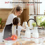 CAMPLUX Tankless Water Heater Electric 11kW 240 Volt, Point-of-Use Digital Display, Electric Instant Hot Water Heater with Self-modulating, Side Water Connection for Easier Installation, White