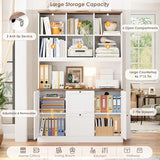 HIFIT 72'' Tall File Bookcase with Power Outlet & Printer Stand, 2 Drawer Filing Cabinets for Home Office Fit Hanging A4 File
