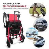 Wheelchairs for Adults Transport Chair Lightweight Foldable with Telescopic Handle, 17-Inch Seat Width Portable Folding Travel Wheel Chairs for Seniors (June Updated Version)