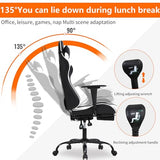 High Back PU Leather Gaming Chair with Headrest & Lumbar Support, Height Adjustable Wide Seat Gamer Chair