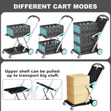 Foldable Shopping Cart with Wheels, 200 lbs Capacity Grocery Cart with 1 Storage Crate
