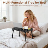 KDD Bed Tray Table with Folding Legs,Breakfast Tray with Removable Cup Holder & Phone Tablet