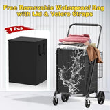 4.5 Cu Ft Folding Shopping Cart - 420 LB Capacity Grocery Cart with 360° Braked Swivel Wheels