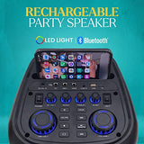 Dolphin KaraokeBox 380: Triple 8" Bluetooth Party Speaker – Powerful Sound System, Long-Lasting Rechargeable Battery, LED Lights, 35-Inch Tall, Portable Design, AUX/USB/TF/Bluetooth Connectivity