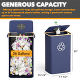 SpaceAid Recycling Bin for Kitchen 26 Gallon, 100L Recycle Bin with Lid and 2 Reusable Inner Bags