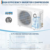 12000 BTU Mini Split AC w/WiFi Work Alexa 22 SEER2 Cools Up to 750 Sq. Ft,Ductless Inverter Mini Split System w/1 Ton Heat Pump Pre-Charged & 16.4 ft Installation Kit,Ultra-Quiet,Save Energy 35%
