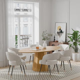 Casaphoria 67" Oval Dining Table, Modern Wood Kitchen Table with Cone Shaped Strip Polygonal Base for Living Room & Dining Room for 4-6, Oak