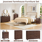 Joaxswe Farmhouse Dresser and Nightstand Sets 4 Piece, Walnut