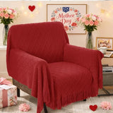 inhand Pomegranate Red Knitted Throw Blanket for Couch Bed, Mothers Day/Mom Birthday Gifts for Mom from Daughter Son, Soft Lightweight with Tassels, Farmhouse Decorative Blanket for Women, 50"x60"