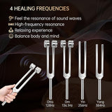 Tuning Forks for Sound Healing Set – 128Hz, 136.1Hz, 256Hz & 384Hz Weighted & Unweighted Aluminum Alloy Tuning Forks with Activator & Travel Pouch for Meditation, Yoga & Chakra Healing