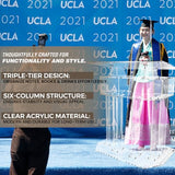 Kingdom Acrylic Lectern or Podium by AVTronics with 6 Column Base and a Wide Middle Shelf with Plenty of Space for Your Presentation Needs
