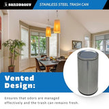 Sandbaggy 12 Gallon Stainless Steel Trash Can with Lid - Fingerprint-Proof, Smudge-Resistant - Commercial Trash Bin for Offices, Kitchens, Bathrooms