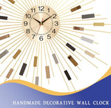 PSYCHE GOD 24" Large Sunburst Wall Clock, Modern Metal Decorative Clock, Silent Non‑Ticking Battery Powered, Mid‑Century Starburst Art Decor for Living Room Bedroom Office Home