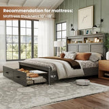 Ihanherry 54" Tall King Bed Frame with Farmhouse Roman Column Headboard