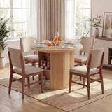 Round Dining Table, 38.6" to 110.2" Expandable Fluted Table for 2-12 People with Storage