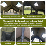 Large Luxury Inflatable Camping Tent, Technology Cotton Canvas Tent for 4-6-8-10-12 People | Breathable and Waterproof Tent with Skylight and Stove Jack, Suitable for Family Camping of 12 ㎡