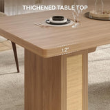 78.7" Farmhouse Dining Table for 6-8 People, Extra Thick Wood Top with 2 Hidden Adjustable Storage Drawers, Rustic White