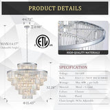 CATINER 36" Large Crystal Chandelier,23-Light Modern Chrome Light Fixture