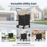 Folding Shopping Cart with Waterproof Liner & 360° Swivel Wheels | Collapsible Grocery Cart for Easy Transport