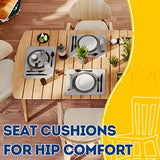 AAAAAcessories D-Shaped Chair Cushions, 2" Thick Dining Chair Pads with Ties and Removable, Oatmeal Beige