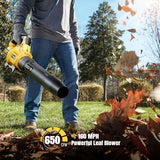 Leaf Blower Cordless, 650CFM & 3 Speed Levels, Electric Cordless Leaf Blower with 2 * 5.0Ah Battery Powered, Yellow Blowers