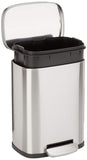 Amazon Basics Smudge Resistant Rectangular Trash Can with Soft-Close Lid, Foot Pedal