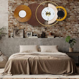 Anmotpe 32x16 inch Large Modern Mid-Century Wall Clock - Non-Ticking Silent Metal and Wood Brown Decorative Clock, Battery Operated Analog Clocks for Living Room, Bedroom, Home Decor