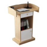 Wooden Lectern Podium Stand with Drawer Floor Standing Reception Desk for Conferences Auditoriums and Churches – Professional Speaking Equipment for Events