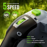LUCKYTECH Leaf Blower Cordless, 680CFM Leaf Blowers with 2 x 4.0Ah Batteries & Charger, 5-Speed Brushless Motor, Lightweight Snow Blower Grass Blowers
