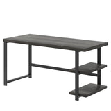 FOLUBAN Home Office Desk, Modern Computer Desk with Storage Shelf, Wood Study Writing Gaming Table for Bedroom Living Room, Industrial Dark Gray, 53 Inch