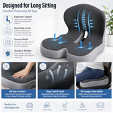 GueYi Celnva Orthopedic Seat Cushion – L-Shaped Lumbar Support Memory Foam Comfort for Long Sitting, Ergonomic Support for Office Chair, Wheelchair, Car & Travel (Blackish-Gray,1)