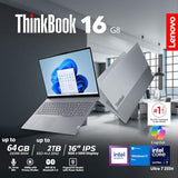 Lenovo ThinkBook 16 Gen 8 Laptop, Intel Core Ultra 7, 32GB DDR5, 1TB SSD