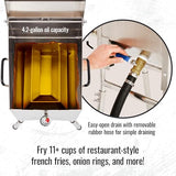 Hike Crew Outdoor 4-Gallon Propane Deep Fryer 57,000 BTU for Camping & Outdoor Kitchen with Push Ignition, 2 Stainless Mesh Frying Baskets, Built-In Thermometer, Gas Regulator & Drain Valve