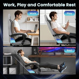 N-GEN GAMING Video Gaming Chair with Footrest Lumbar Support for Home Office (Grey)