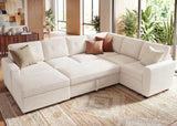 HONBAY Corduroy Sectional Sleeper Sofa with Pull Out Bed