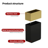 LEASYLIFE 4gallon Narrow-Slit Bathroom Trash Can, Open Top Garbage Can,Double-Layer Design with Realistic Wood Texture, Anti-Slip Base, Suitable for bathrooms, Powder Rooms (2.1gal-Black and Gold)