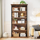Tribesigns 6-Tier Bookcase, 71 Inches Industrial Bookshelves and Bookcases, Floor Standing 5 Shelf Display Storage Shelves, Brown and Black