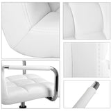 White Office Chair with Wheels and Armrests, Modern PU Leather Desk Chair