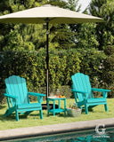 GREENVINES Oversized-Folding-Adirondack-Chairs-Set-of-4 | HDPE Plastic | Cup Holder | Fire Pit Chair | All Weather | for Outdoor Deck Backyard | Aqua