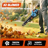 SENIX Leaf Blower Cordless, 40V Max Electric Leaf Blowers, Includes 2 x 4.0Ah Battery and Charger (BLAX2-M2)