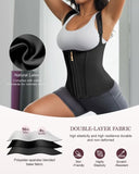 Waist Trainer for Women for Daily Wear, Faja Body Shaper Corset with Zipper and Adjustable Shoulder Straps, Faja Colombians, XS Black