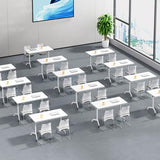 Modern Mobile Training Table with Wheels, White Foldable Seminar Meeting Tables for Office