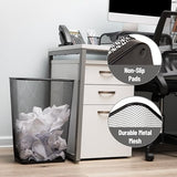 Mind Reader Metal Mesh Waste Paper Bins, Solid Bottom, Non Slip Pads, Office and Home, Set of 2, Black
