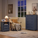 Joaxswe Farmhouse 5 Drawer Dresser for Bedroom Set of 2