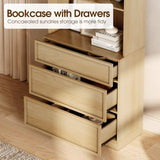 WAMPAT Modern 72" Tall Bookshelf with 6 Drawers and Book Shelves