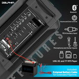 Party Speaker Dolphin Bluetooth SP-2080RBT - Dual 8” Woofers, Wireless Mic, Deep Bass & LED Lights with USB/SD, Rechargeable Battery – Huge Bluetooth Party Speaker for Indoor & Outdoor Use - Black