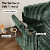 Vipbear 86" Modular Sectional Sleeper Sofa with Pull Out Bed, 3 Seat Plush Corduroy L Shaped Couch with Storage Chaise