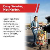 Foldable Shopping Cart with Wheels & Brake System - Heavy Duty Collapsible Utility Cart for Groceries & Laundry