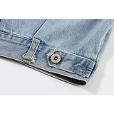 Hixiaohe Spring Summer Jean Jacket for Women Trendy Half Sleeve Button Down Short Denim Jacket Retro Cropped Trucker Coat